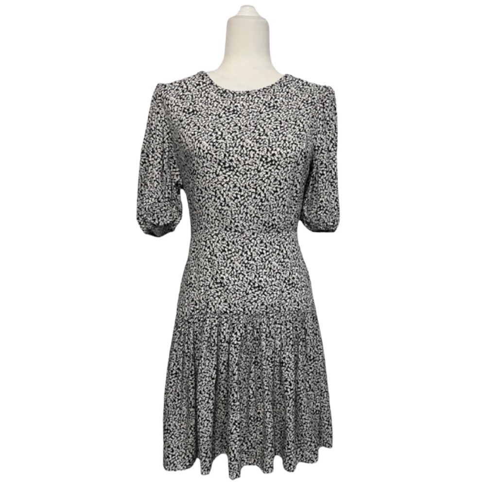 Free People Short Sleeve Tear Drop Back Black & White Dress - Size Small